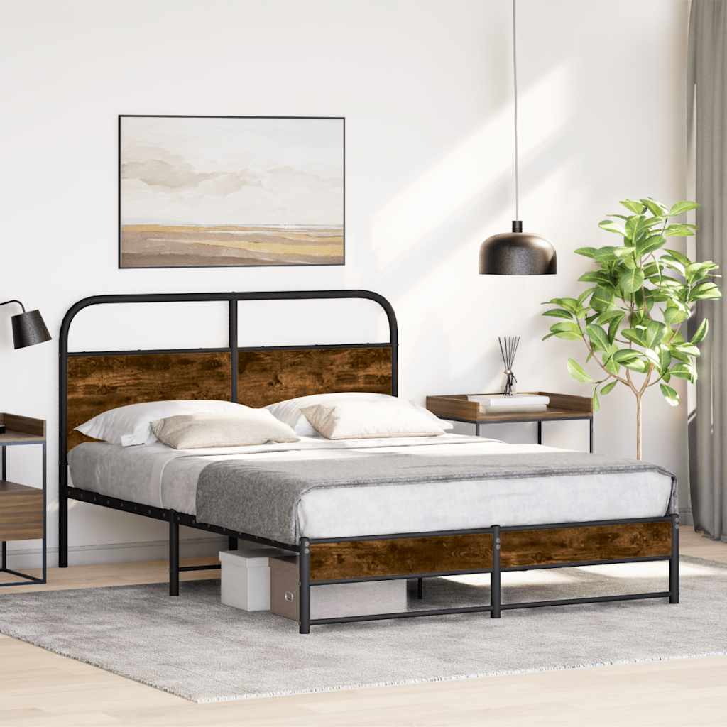 Bed Frame Without Mattress 120x190 cm Smoked Oak Engineered Wood