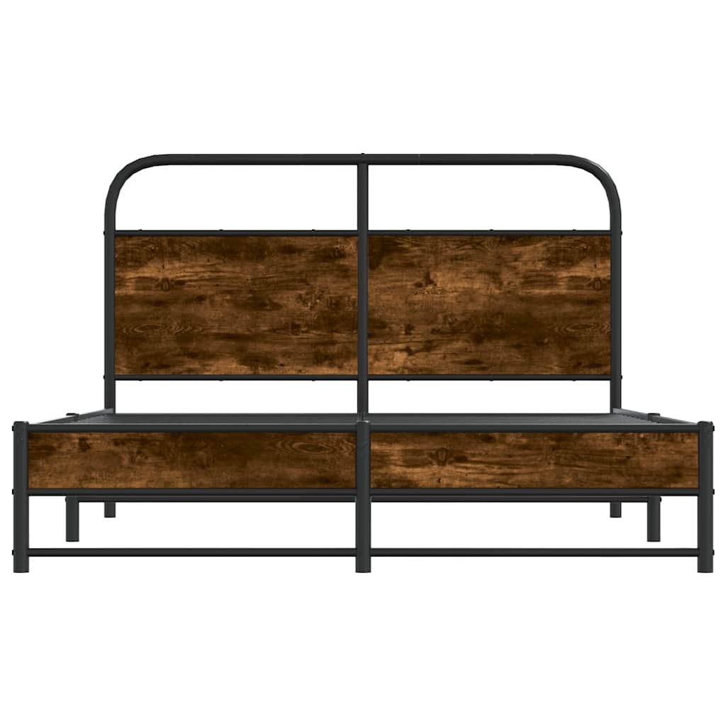Bed Frame Without Mattress 135x190 cm Smoked Oak Engineered Wood