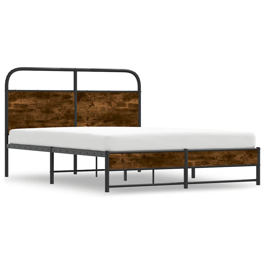 Bed Frame Without Mattress 140x190 cm Smoked Oak Engineered Wood