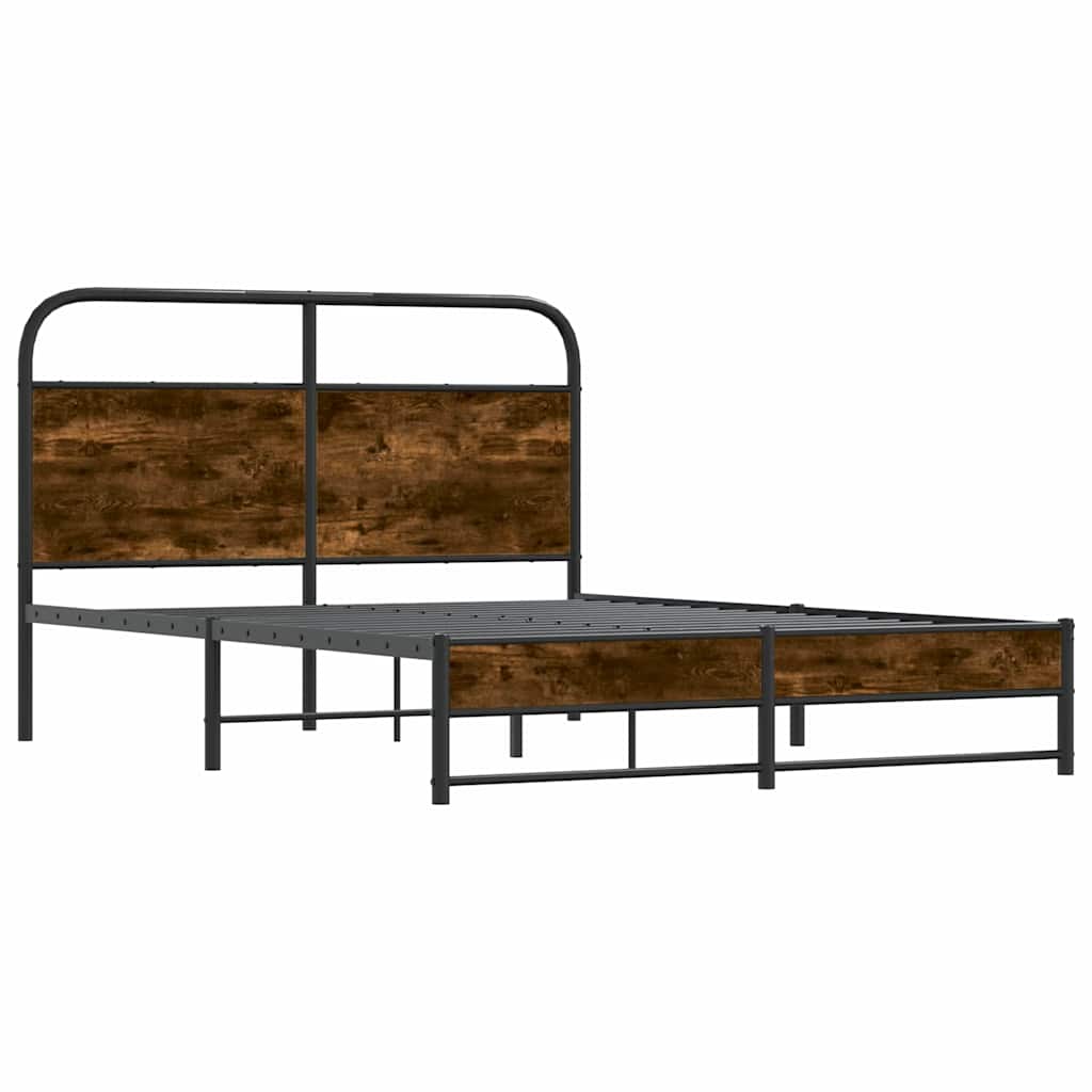 Bed Frame Without Mattress 140x190 cm Smoked Oak Engineered Wood