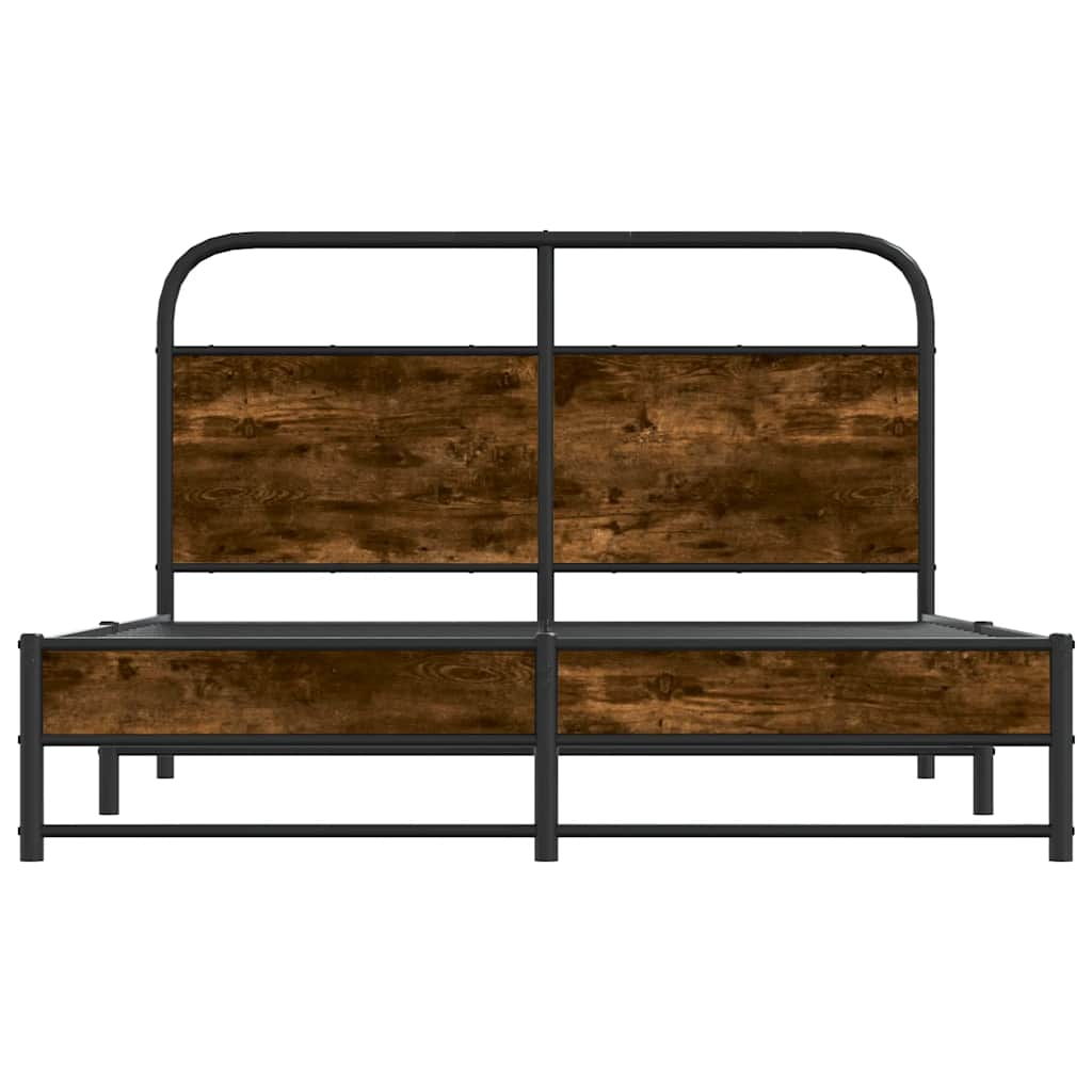 Bed Frame Without Mattress 140x190 cm Smoked Oak Engineered Wood