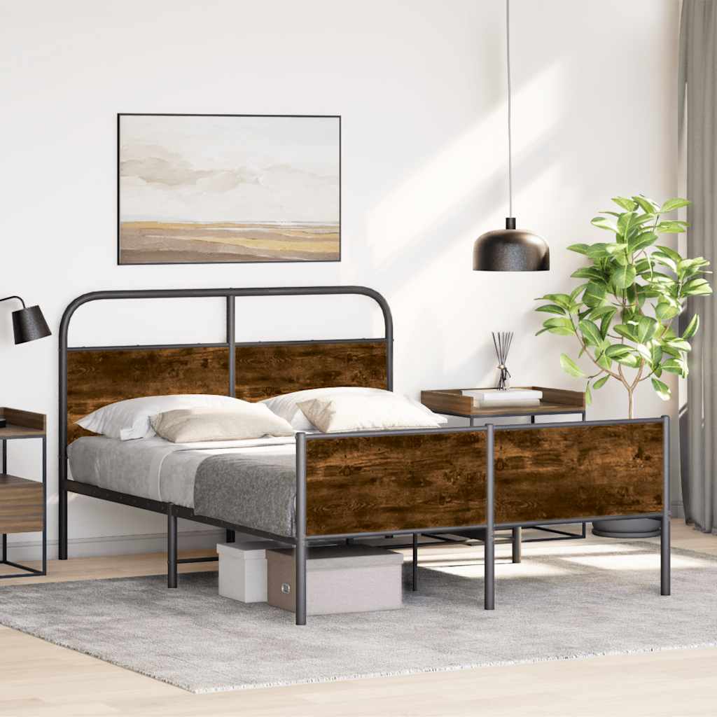 Bed Frame without Mattress 140x190 cm Sonoma Oak Engineered Wood