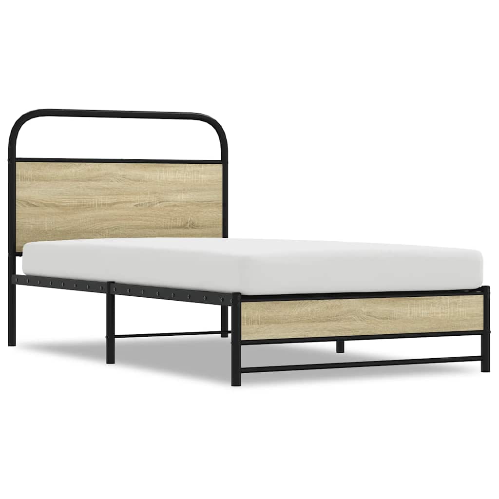 Bed Frame without Mattress 107x203 cm Sonoma Oak Engineered Wood