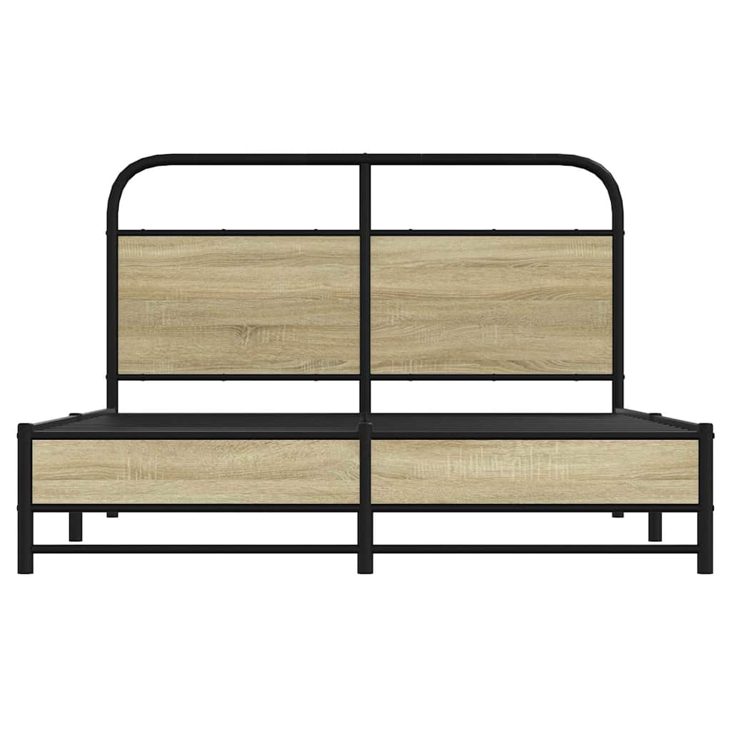Bed Frame without Mattress 135x190 cm Double Sonoma Oak Engineered Wood