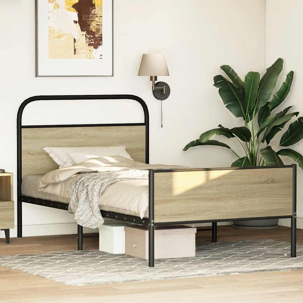 Bed Frame without Mattress 90x200 cm Sonoma Oak Engineered Wood