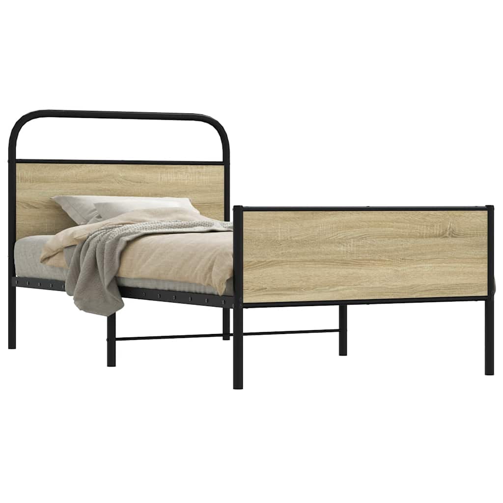 Bed Frame without Mattress 90x200 cm Sonoma Oak Engineered Wood