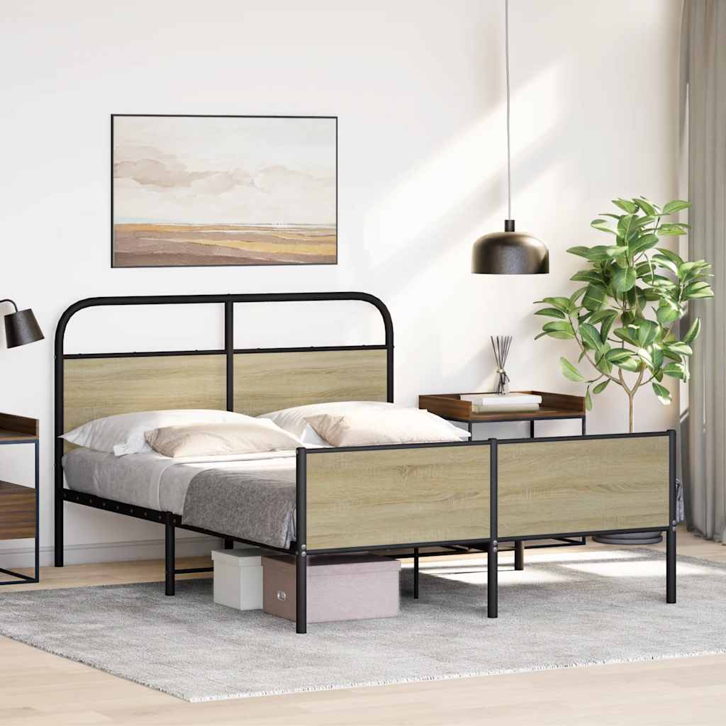 Bed Frame without Mattress 120x190 cm Sonoma Oak Engineered Wood