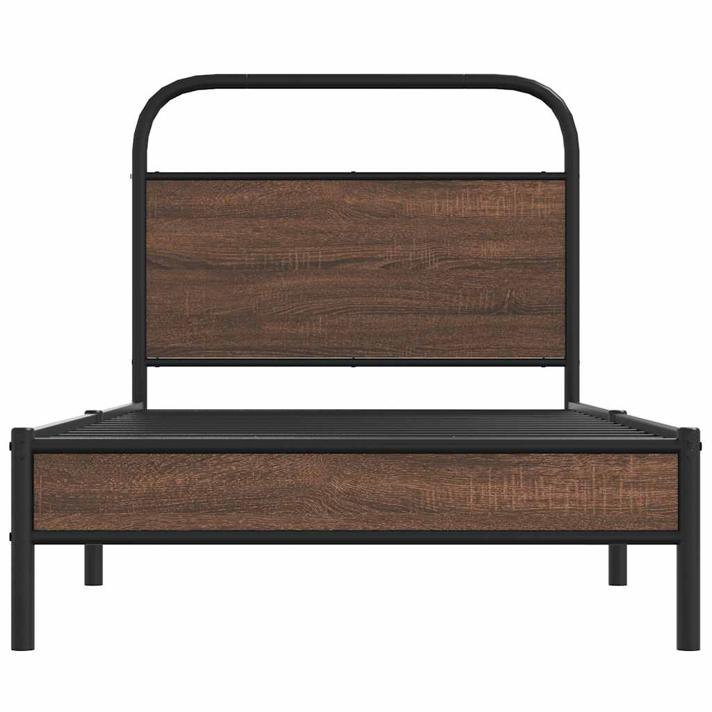 Bed Frame without Mattress 90x200 cm Brown Oak Engineered Wood
