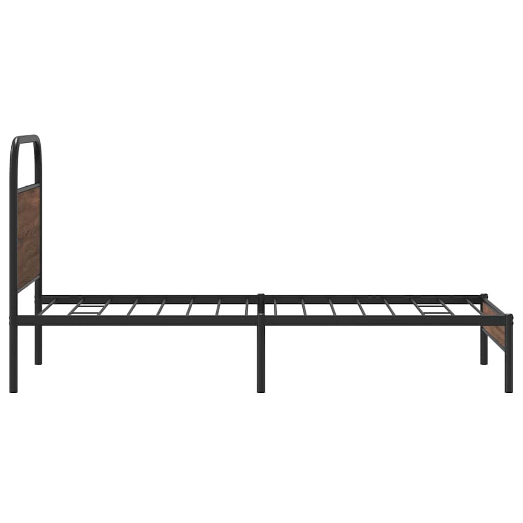 Bed Frame without Mattress 107x203 cm Brown Oak Engineered Wood