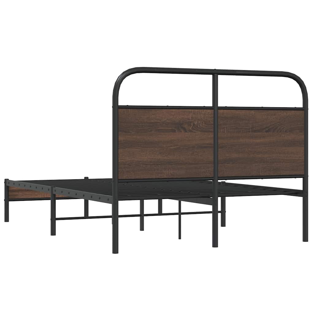 Bed Frame without Mattress 120x190 cm Small Double Brown Oak Engineered Wood
