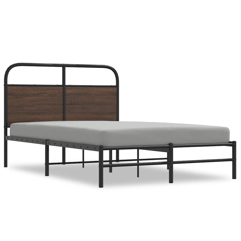 Bed Frame without Mattress 140x190 cm Brown Oak Engineered Wood