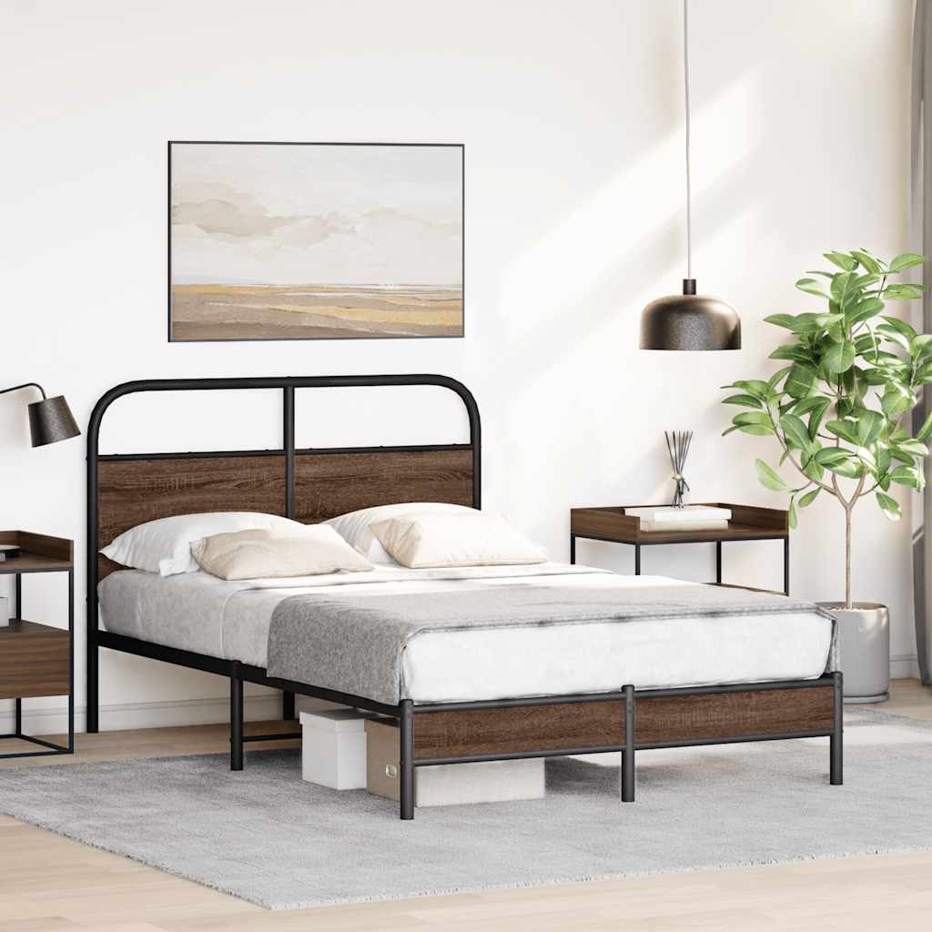 Bed Frame without Mattress 140x200 cm Brown Oak Engineered Wood