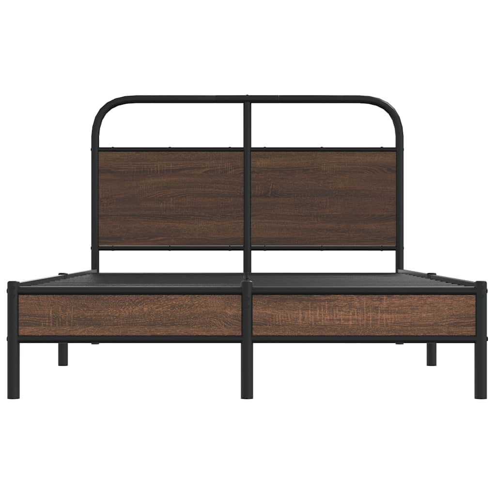 Bed Frame without Mattress 140x200 cm Brown Oak Engineered Wood