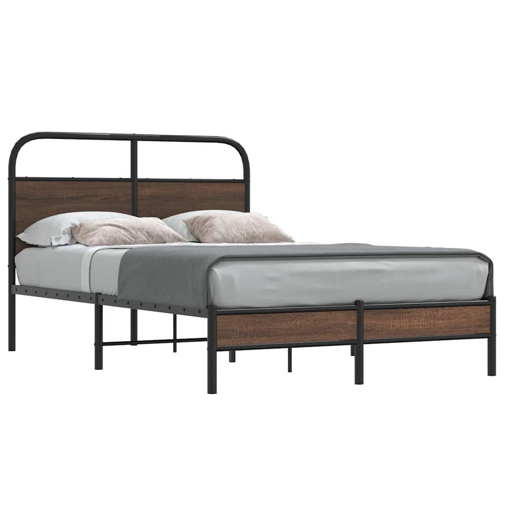 Bed Frame without Mattress 140x200 cm Brown Oak Engineered Wood