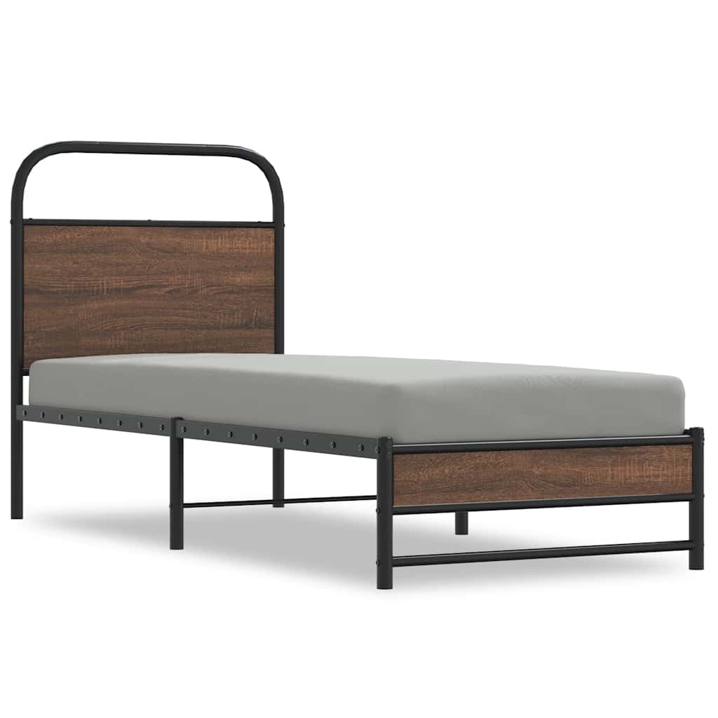 Bed Frame without Mattress 80x200 cm Brown Oak Engineered Wood