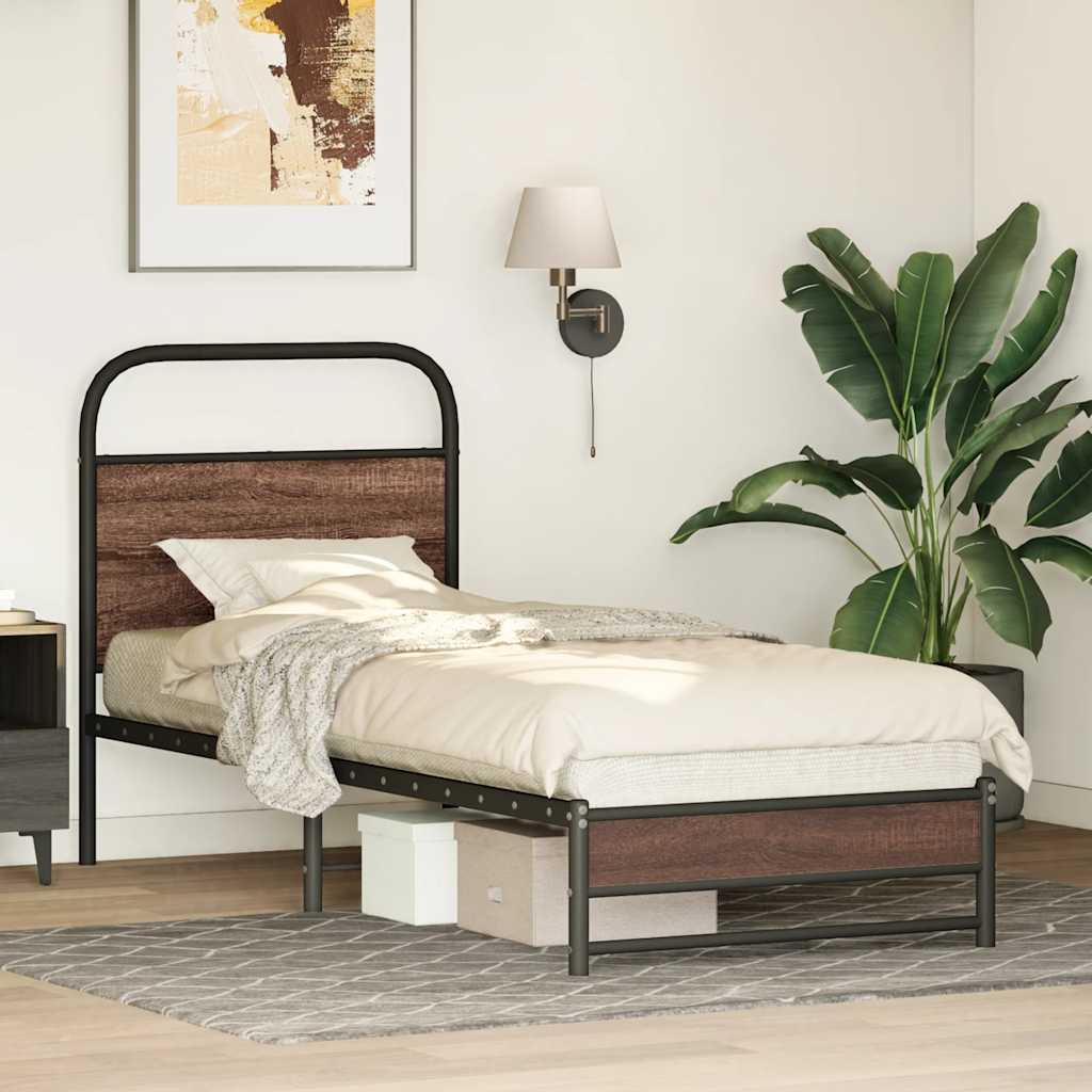 Bed Frame without Mattress 80x200 cm Brown Oak Engineered Wood