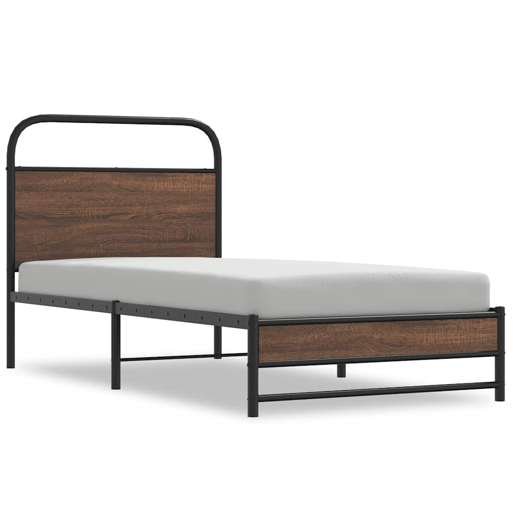 Bed Frame without Mattress 90x190 cm Brown Oak Engineered Wood