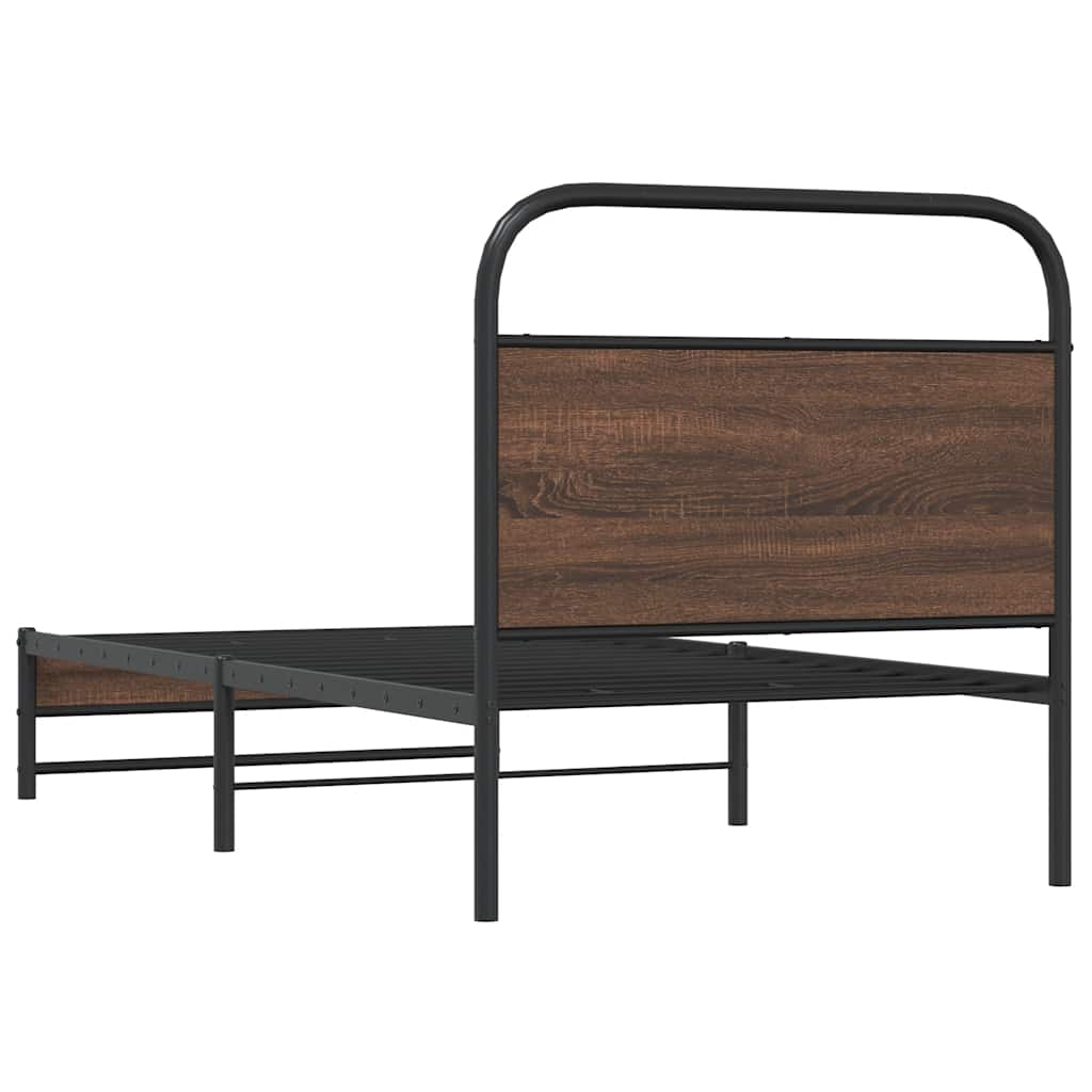 Bed Frame without Mattress 90x200 cm Brown Oak Engineered Wood