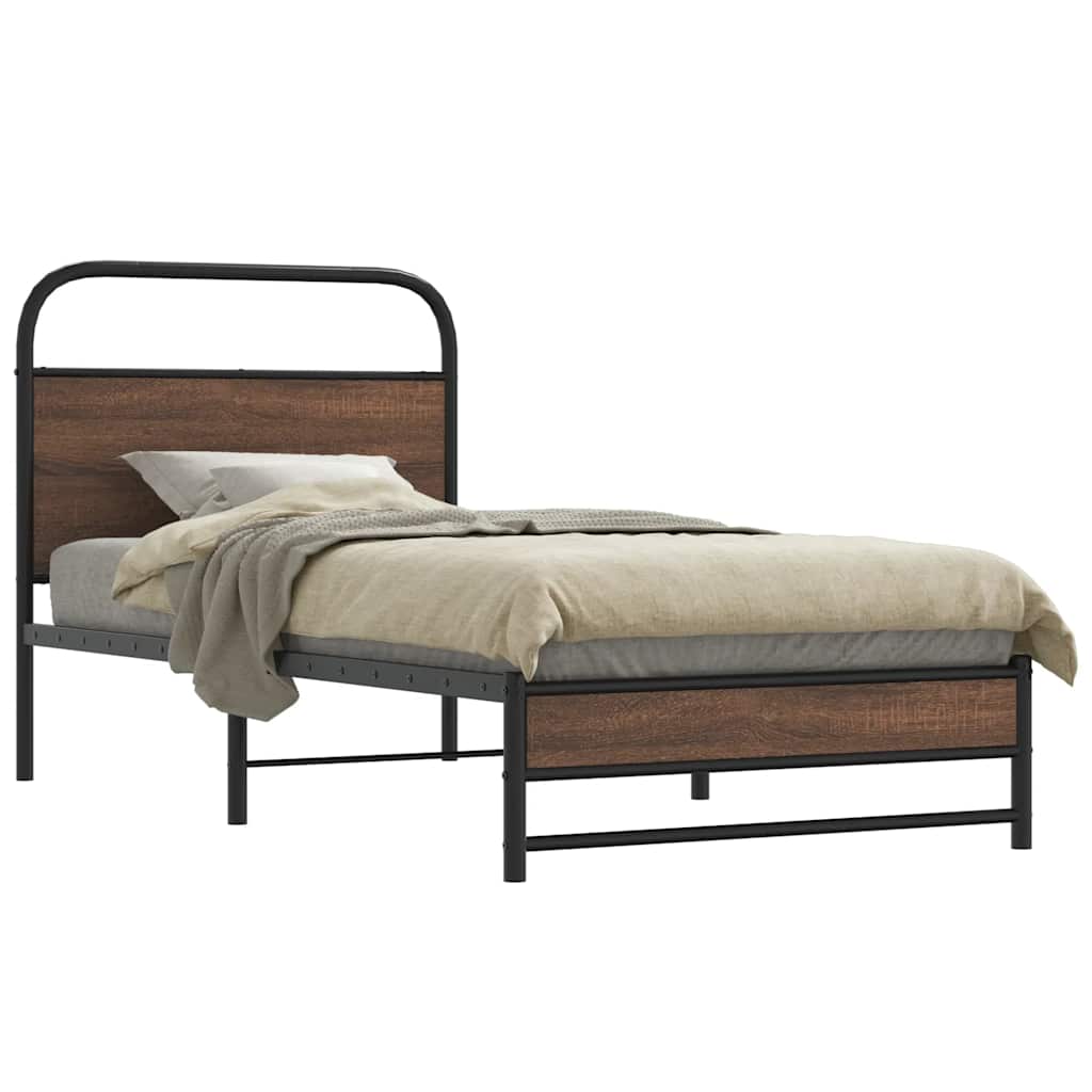 Bed Frame without Mattress 90x200 cm Brown Oak Engineered Wood