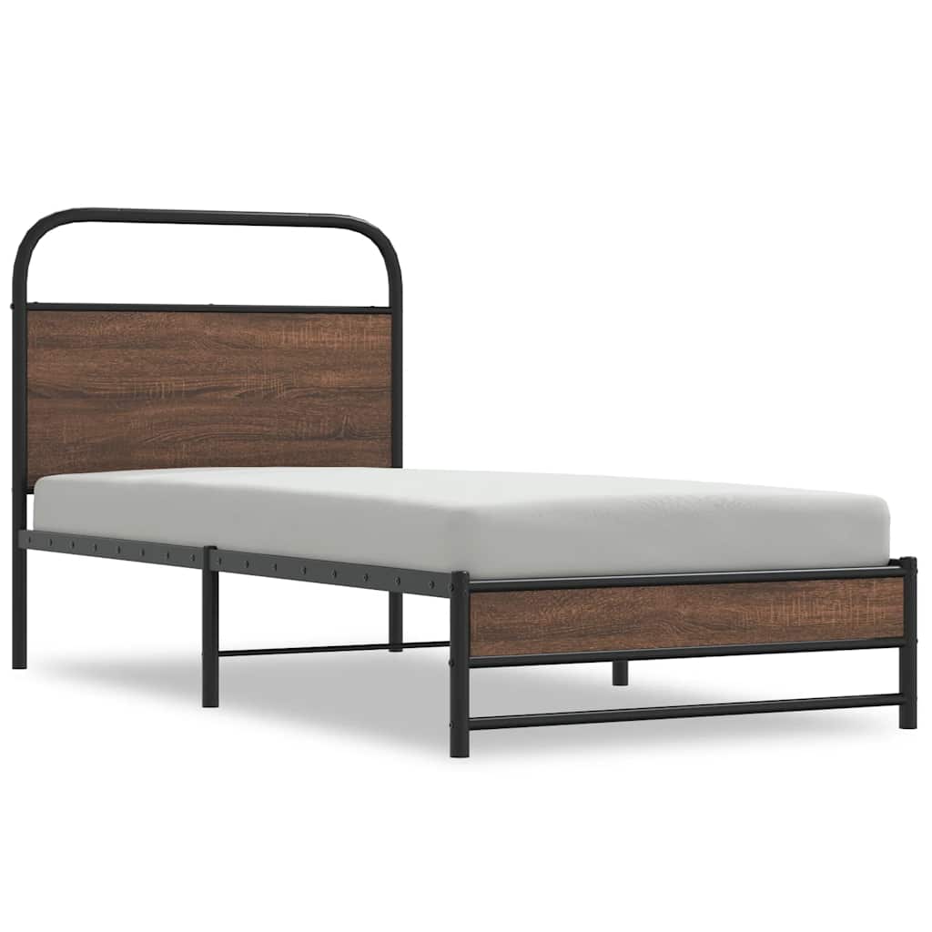 Bed Frame without Mattress 100x200 cm Brown Oak Engineered Wood