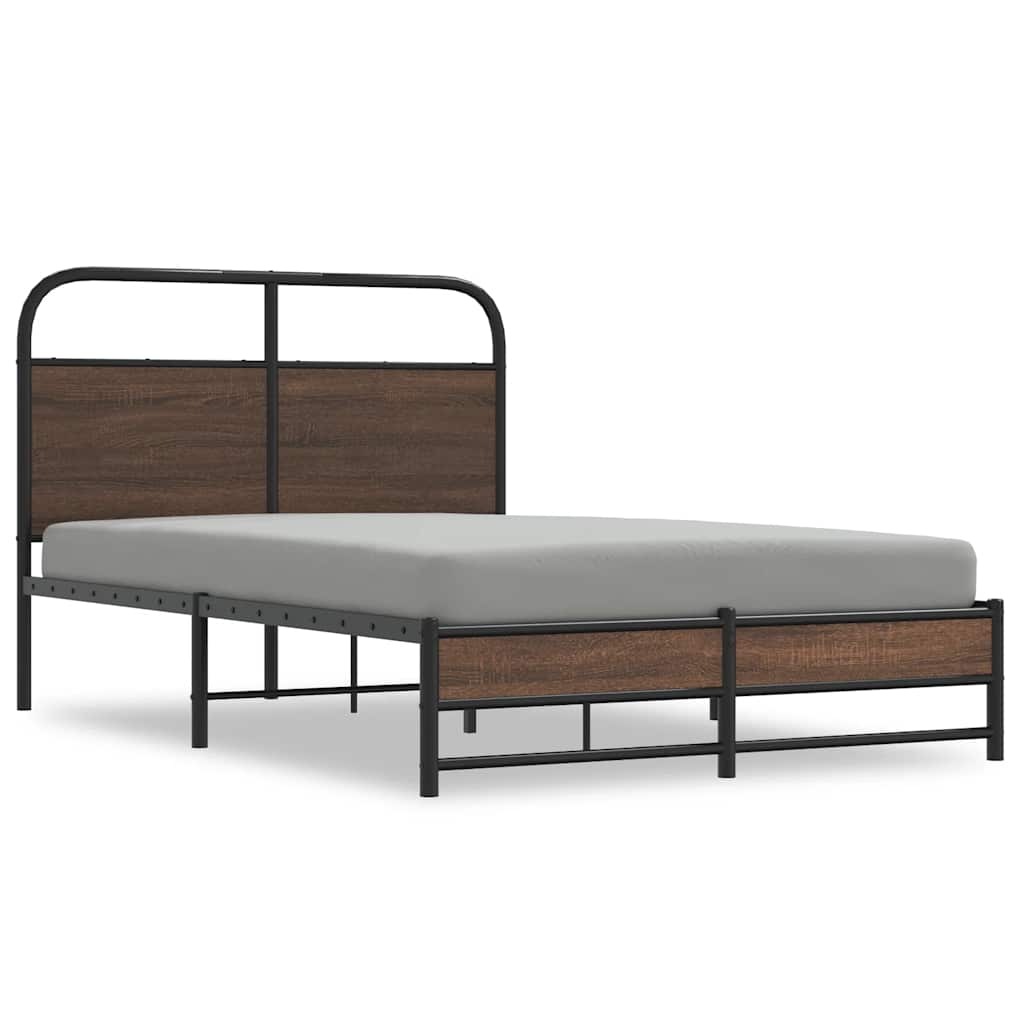 Bed Frame without Mattress 135x190 cm Brown Oak Engineered Wood