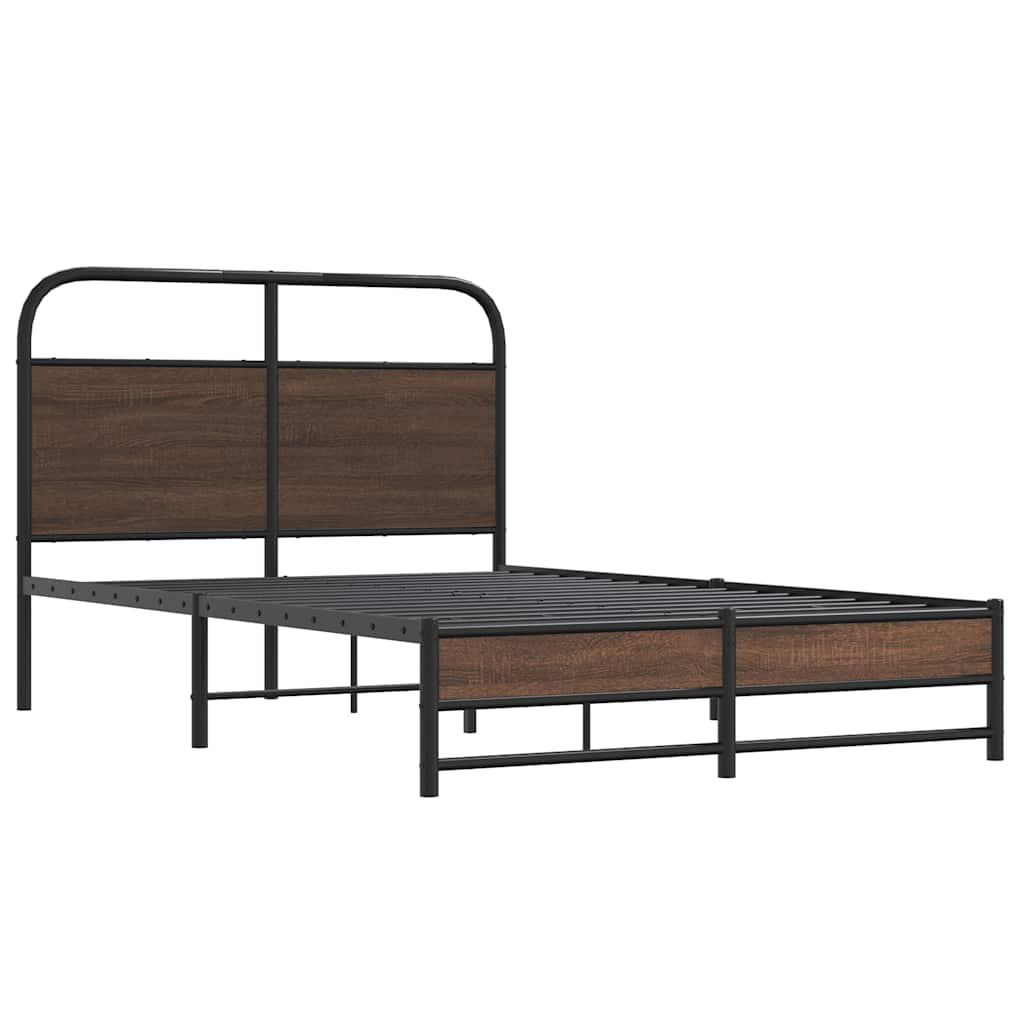Bed Frame without Mattress 135x190 cm Brown Oak Engineered Wood