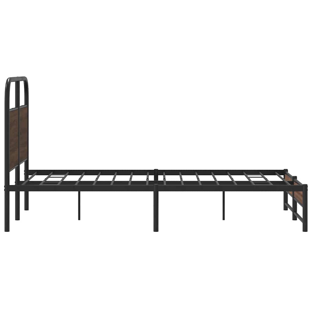 Bed Frame without Mattress 135x190 cm Brown Oak Engineered Wood