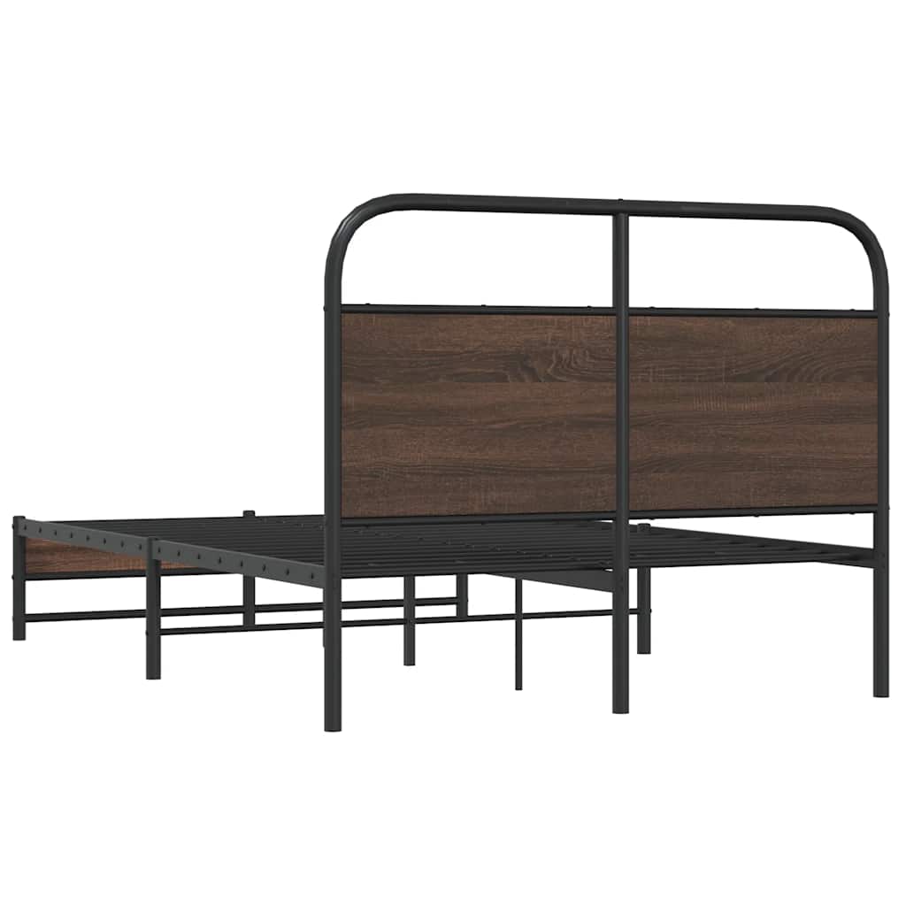Bed Frame without Mattress 135x190 cm Brown Oak Engineered Wood