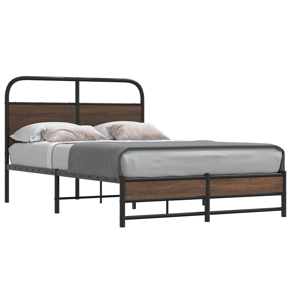 Bed Frame without Mattress 135x190 cm Brown Oak Engineered Wood