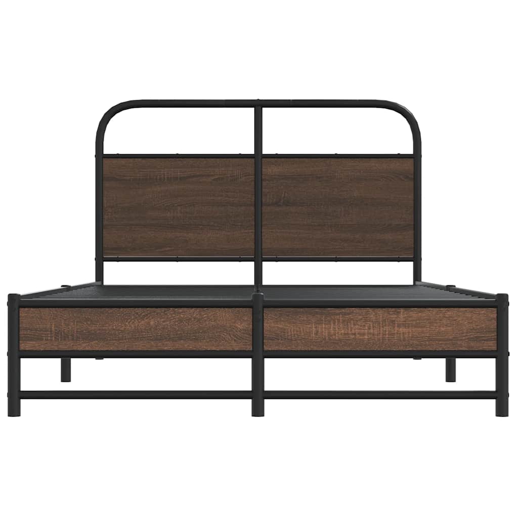 Bed Frame without Mattress 140x190 cm Brown Oak Engineered Wood