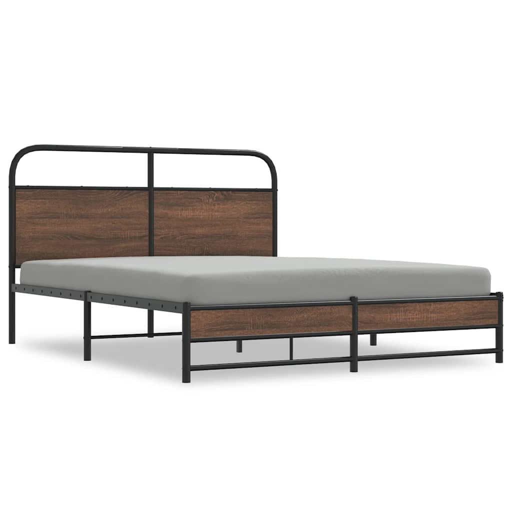 Bed Frame without Mattress 150x200 cm Brown Oak Engineered Wood