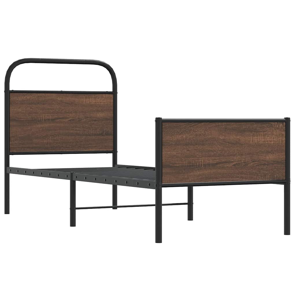 Bed Frame without Mattress 80x200 cm Brown Oak Engineered Wood