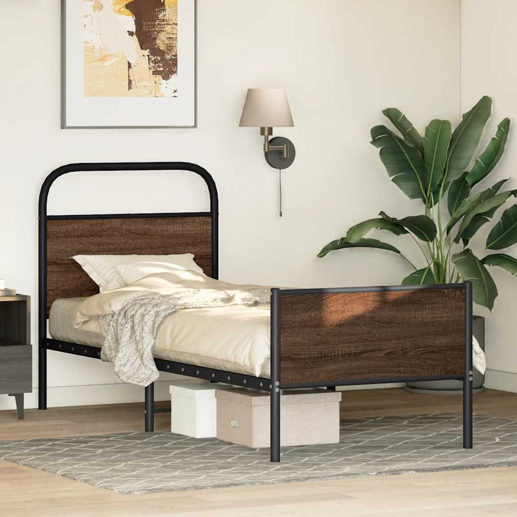 Bed Frame without Mattress 80x200 cm Brown Oak Engineered Wood