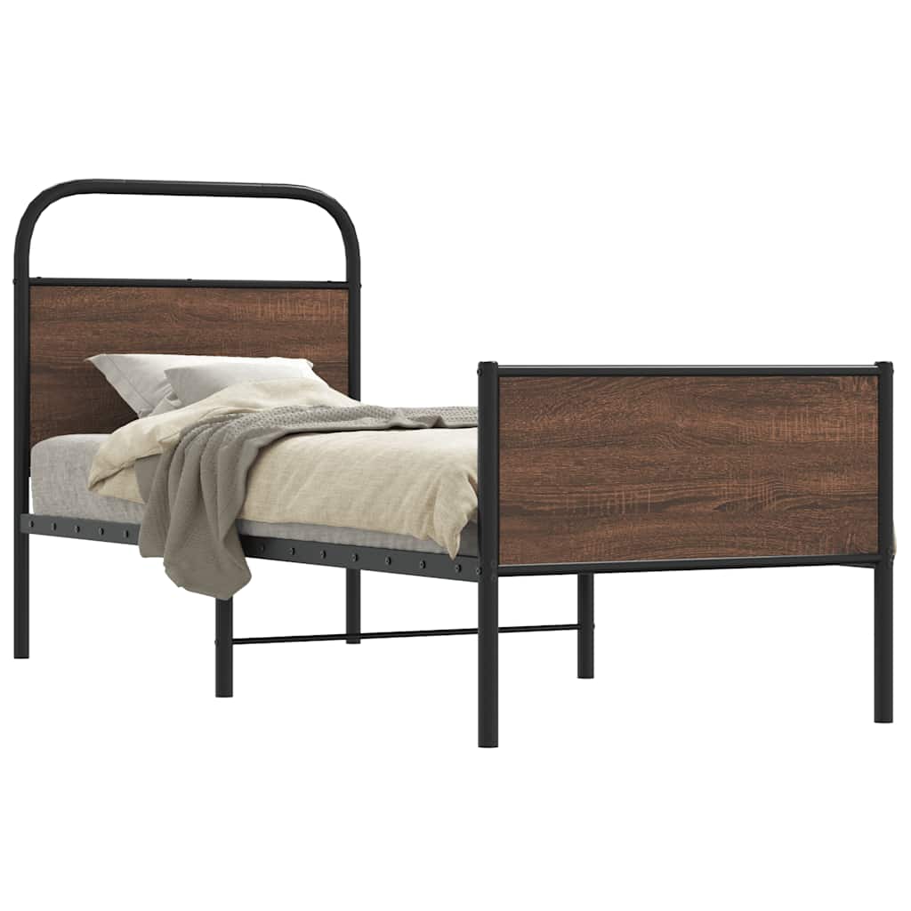 Bed Frame without Mattress 80x200 cm Brown Oak Engineered Wood