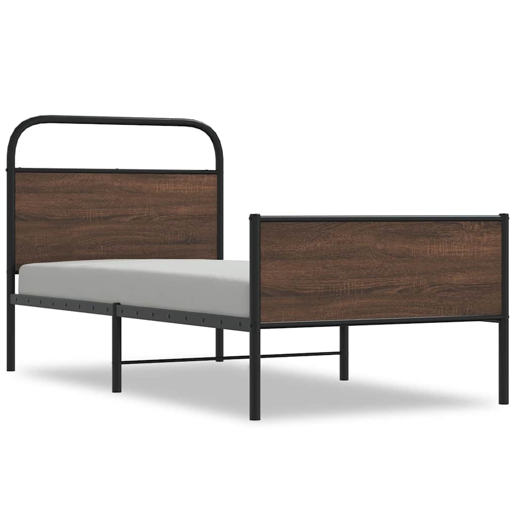 Bed Frame without Mattress 90x200 cm Brown Oak Engineered Wood