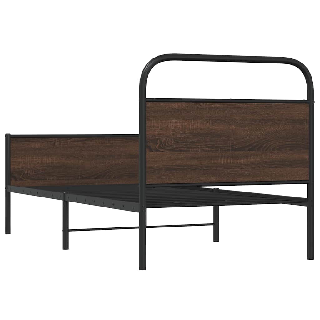 Bed Frame without Mattress 90x200 cm Brown Oak Engineered Wood