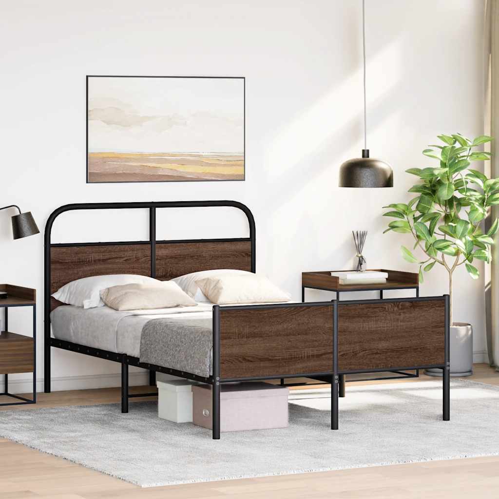 Bed Frame without Mattress 120x200 cm Brown Oak Engineered Wood