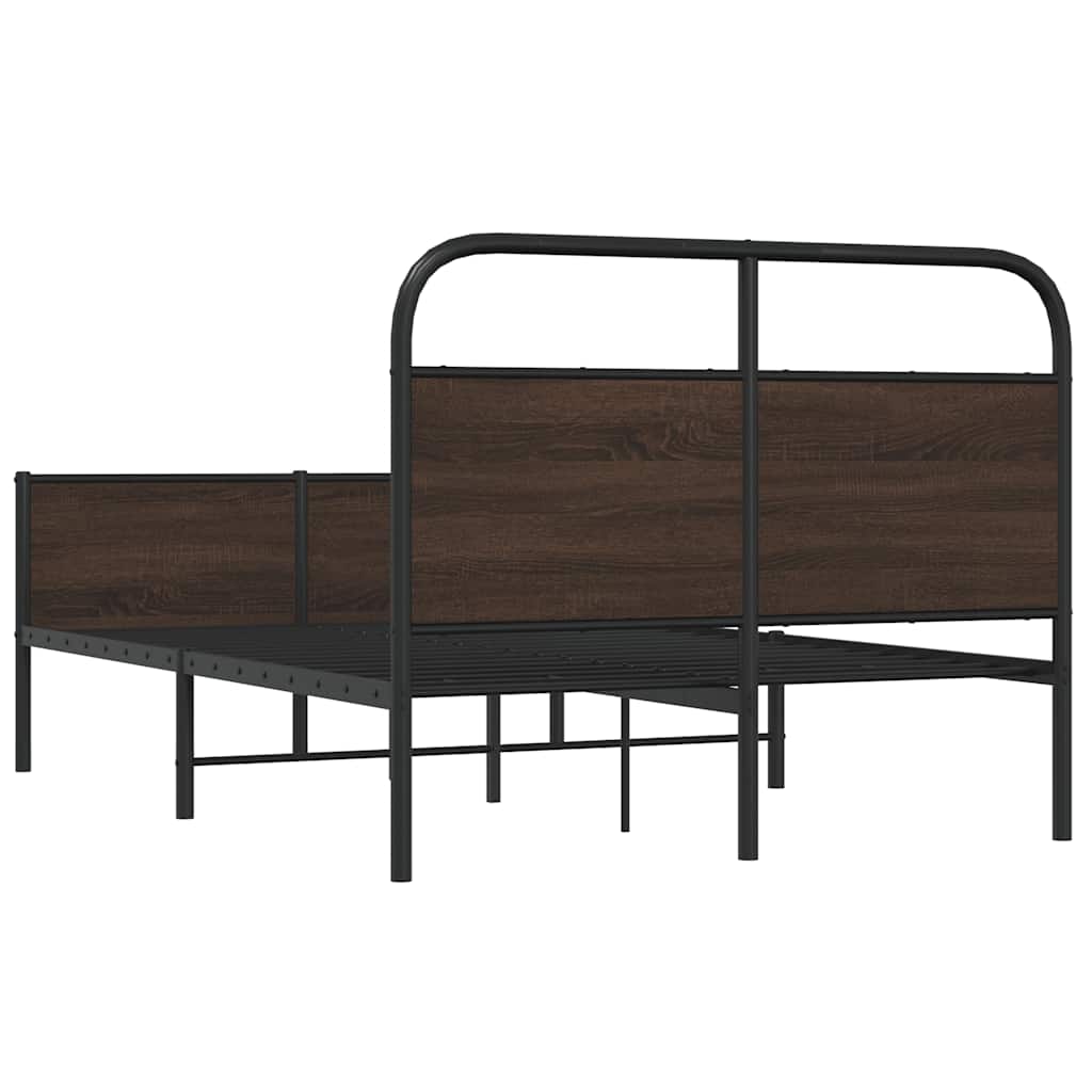 Bed Frame without Mattress 135x190 cm Brown Oak Engineered Wood