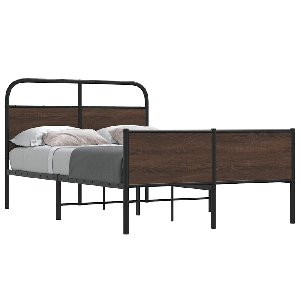 Bed Frame without Mattress 135x190 cm Brown Oak Engineered Wood