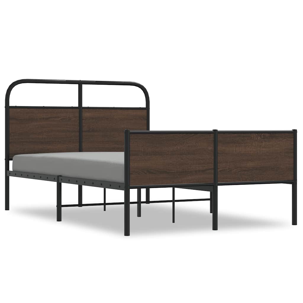 Bed Frame without Mattress 140x200 cm Brown Oak Engineered Wood