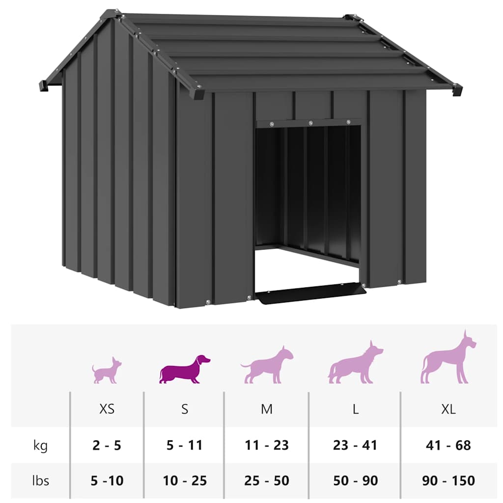 vidaXL Dog House with Roof 85x107x81 cm Galvanised Steel