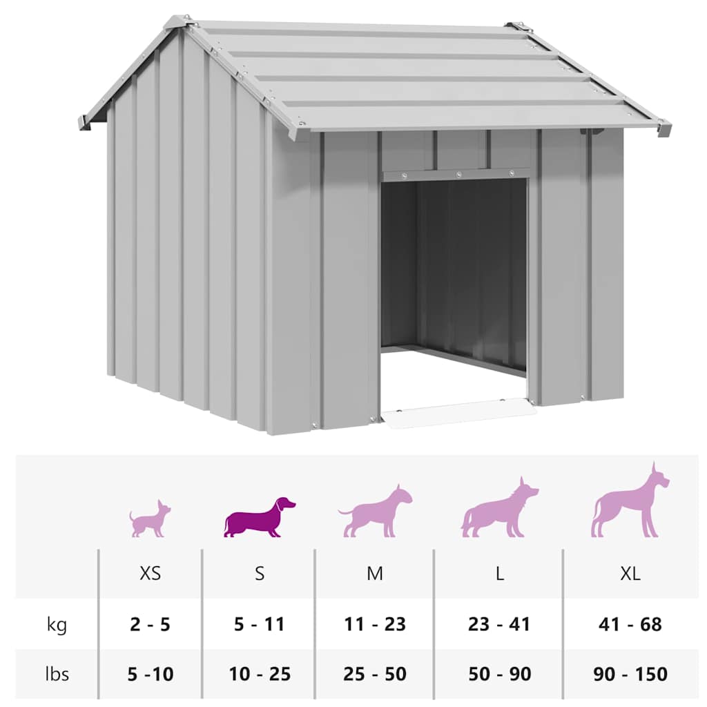 vidaXL Dog House with Roof 85x107x81 cm Galvanised Steel