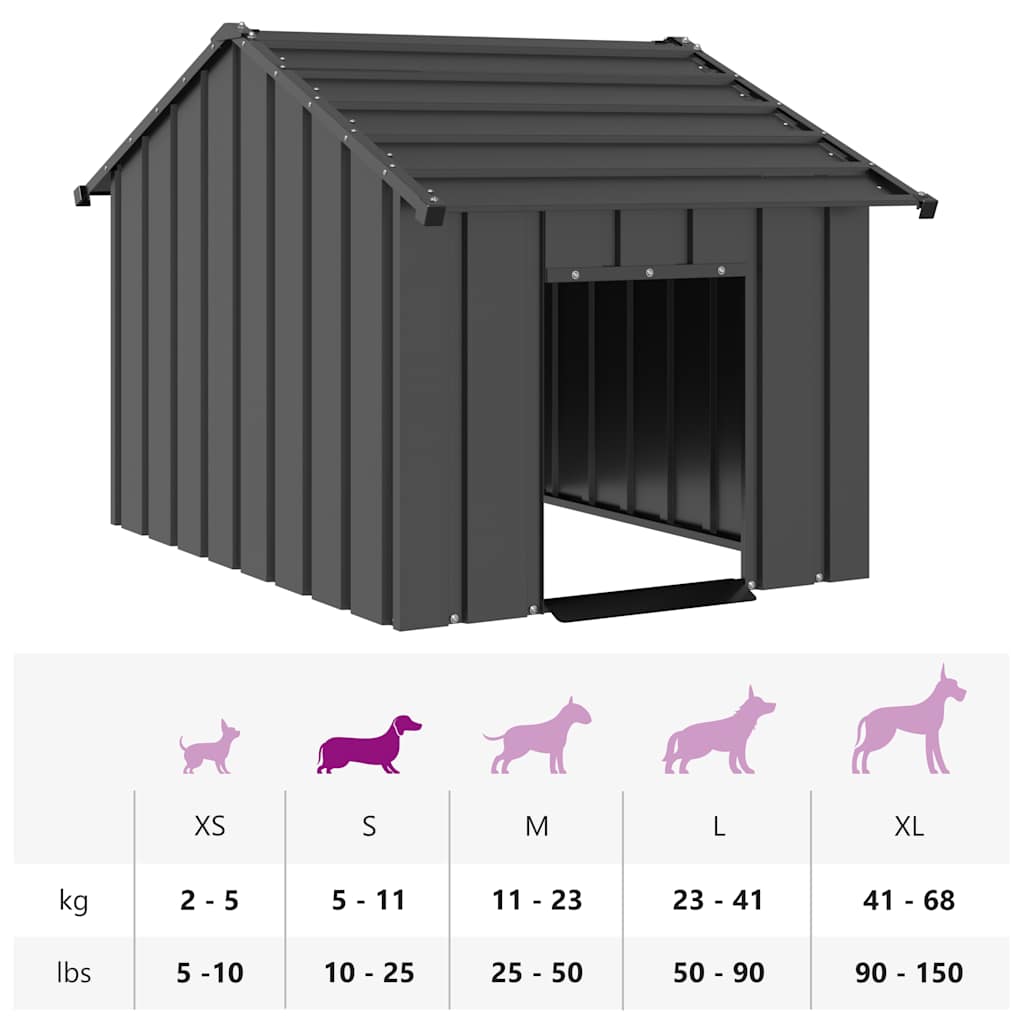 vidaXL Dog House with Roof 83x130x85 cm Galvanised Steel