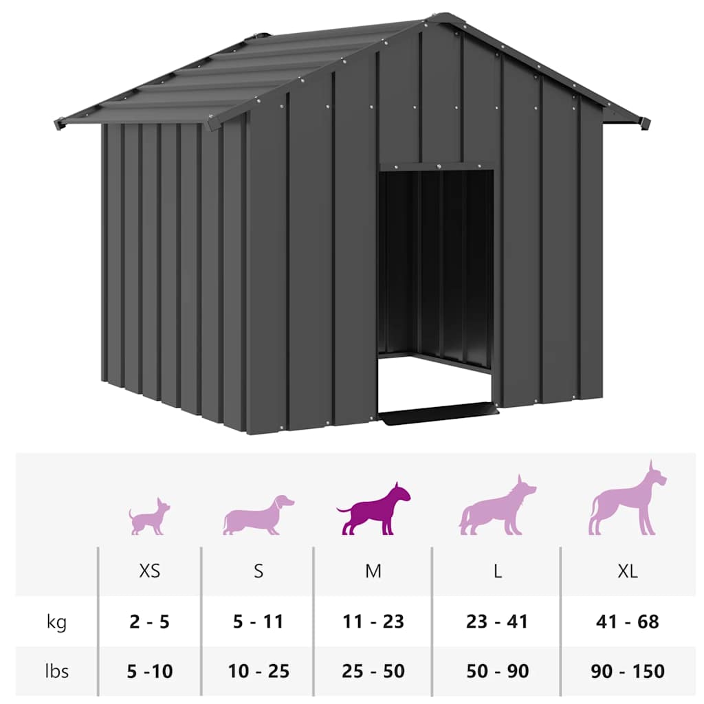 vidaXL Dog House with Roof 131x101x102 cm Galvanised Steel