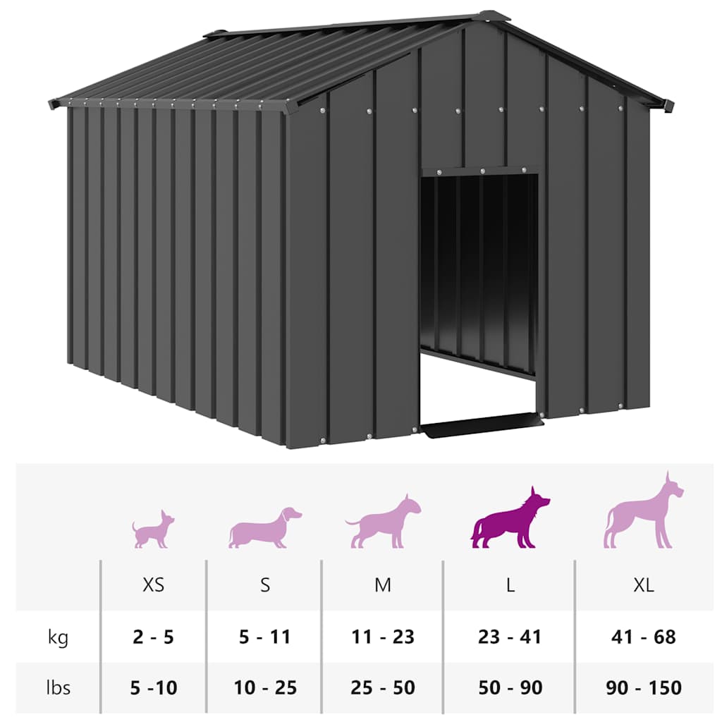 vidaXL Dog House with Roof 113x153x101 cm Galvanised Steel