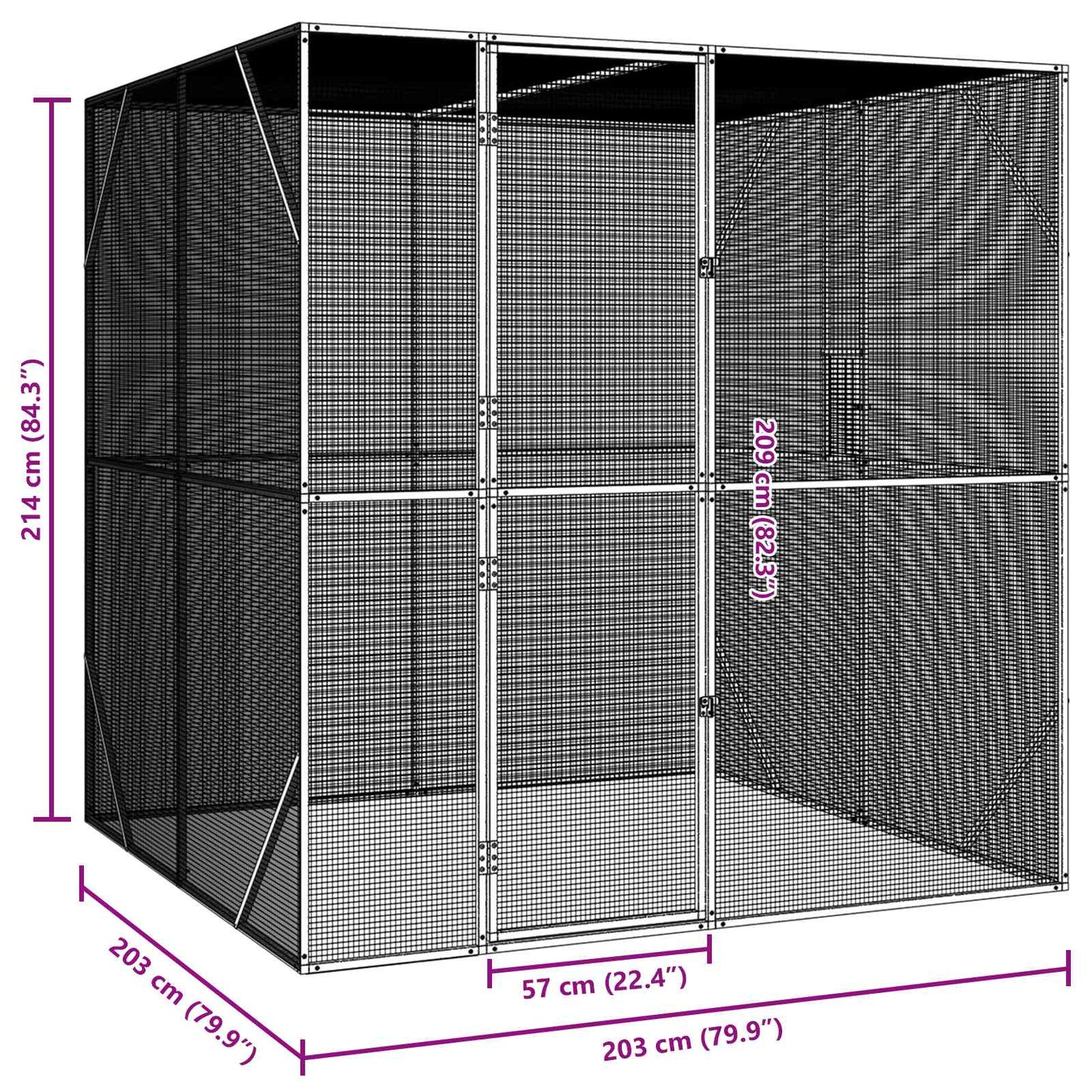 Bird Cage Anthracite 209 x 202 x 214 cm Galvanised steel