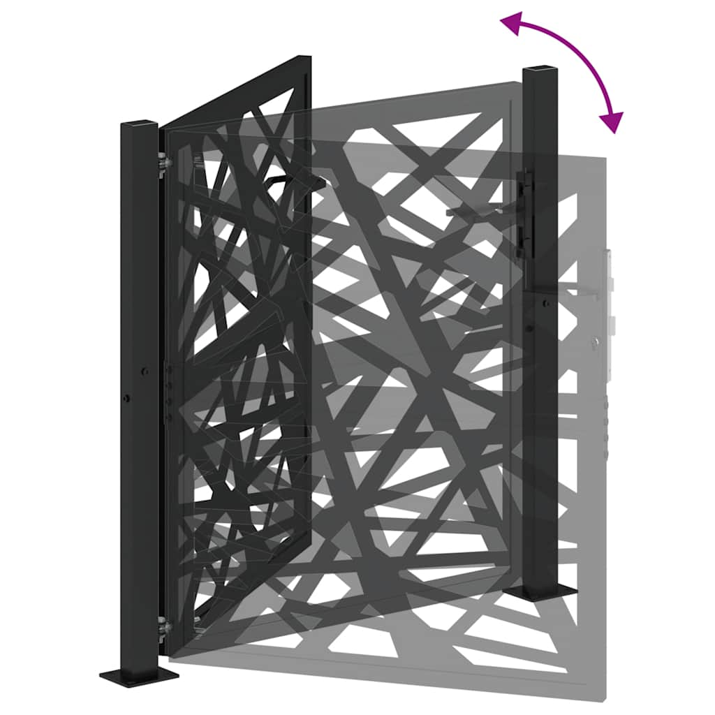 vidaXL Garden Gate Black 105x106 cm Steel Light Design