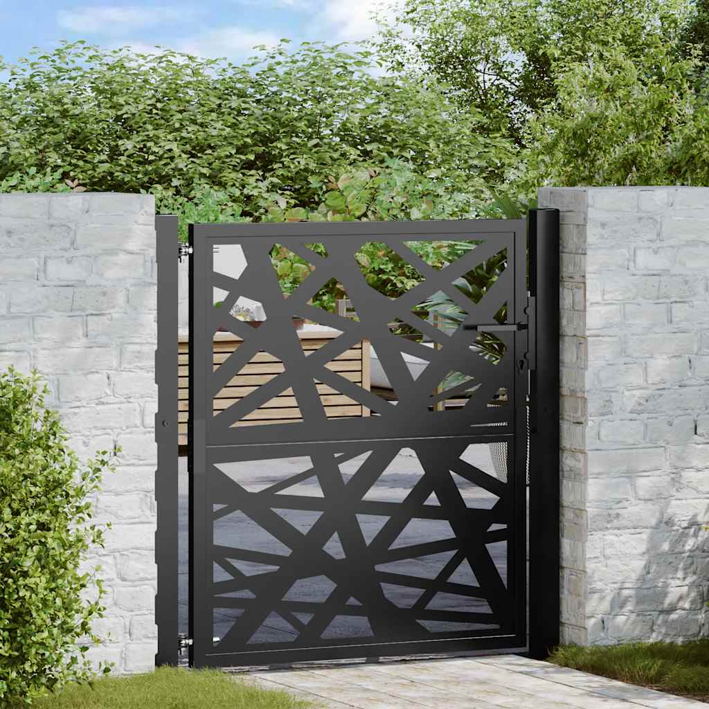 vidaXL Garden Gate Black 105x106 cm Steel Light Design