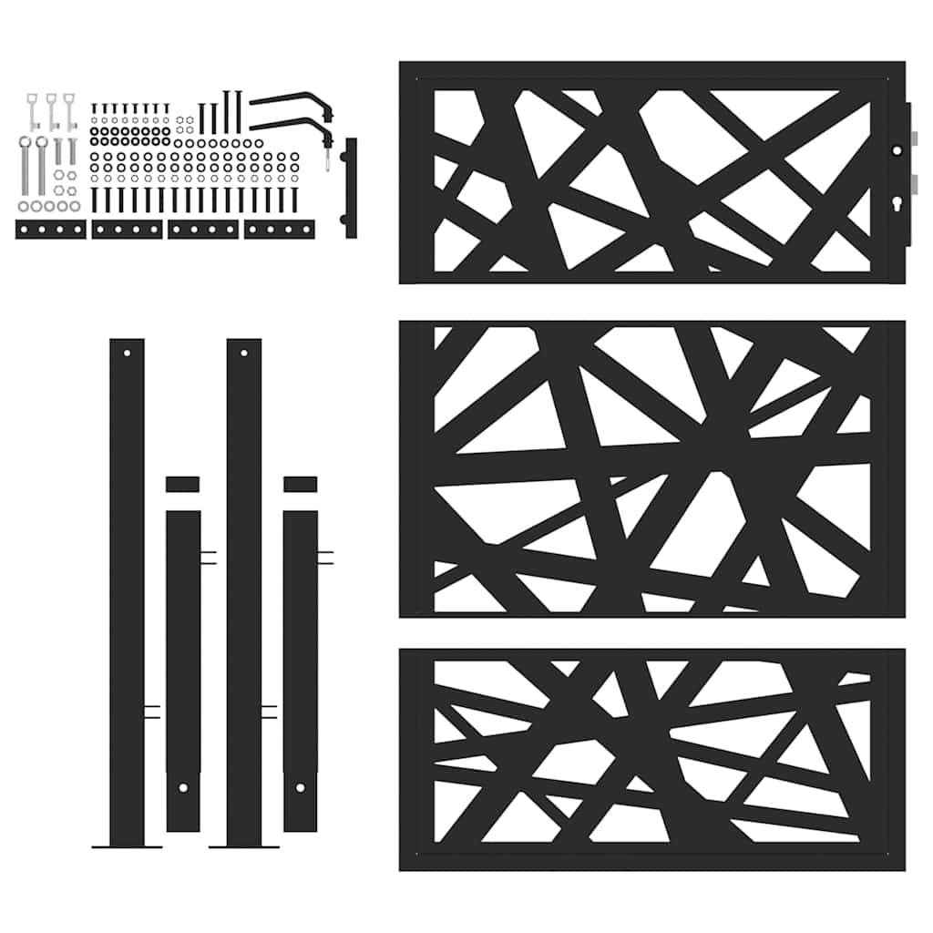 vidaXL Garden Gate Black 105x130 cm Steel Light Design