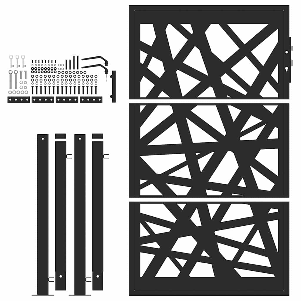 vidaXL Garden Gate Black 105x155 cm Steel Light Design